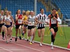 Kate Avery (Shildon) leads the 1500 metresat the 2012 England and North Champs.